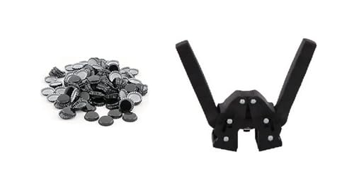 North Mountain Supply Double Lever Hand Beer Bottle Capper with 150 Black Oxygen Barrier Crown Caps - Made in Italy
