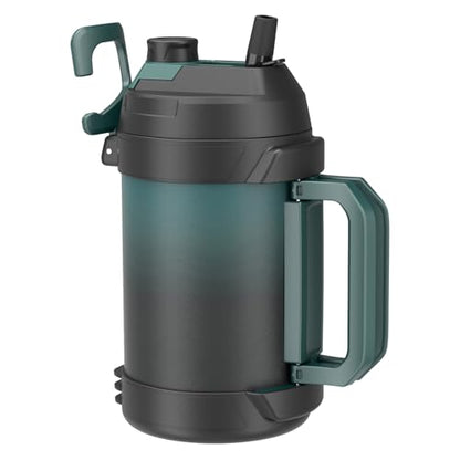 Zukro 1 Gallon Water Jug, One Gallon Large Triple Wall Insulated Water Bottle With Straw and Spout, Keep Cold 48 Hours, No Sweat 128 oz Stainless Steel Sport Jug For Gym, Camping, Outdoors - color: Gradient Cyan