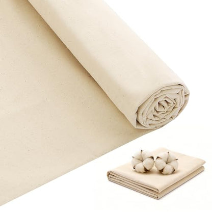 KUUP 100% Cotton Muslin Fabric, 63" Wide, 1/2/3/5 Yards, Natural Unbleached Muslin Fabric by Yard, Light Weight Soft Breathable Cotton Fabric for Sewing Embroidery, Garments, Crafts, Binding - color: Natural, size: 63-3 Yards