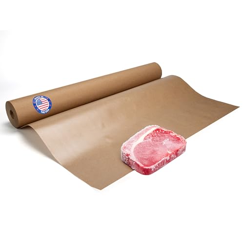 Brown Freezer Paper Roll 18" x 1800" (150 feet) - USA-made Freezer Paper for Meat & Fish - Plastic-Coated Brown Freezer Wrap for Food Freezing by IDL Packaging - color: Brown, size: 18" X 150 Feet, 1 Roll