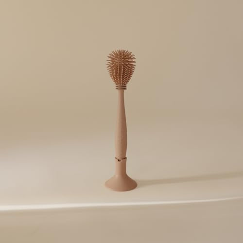 mushie Baby Bottle Brush | Soft Silicone with Suction Base (Natural) - color: Natural