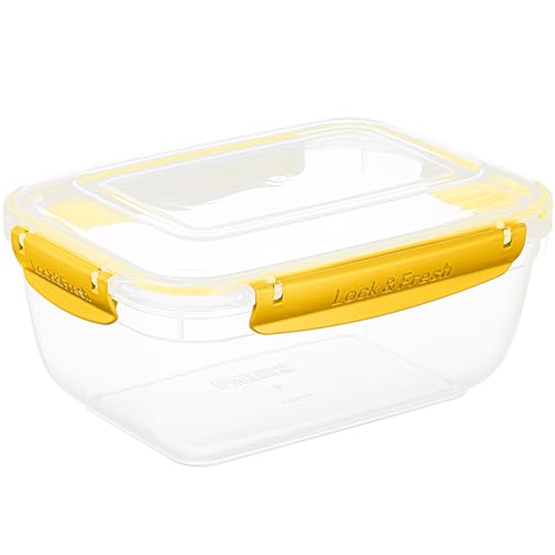 Superio Lock and Fresh Airtight Food Storage Containers with Lids for Kitchen Pantry Organization, BPA Free, Lunch, and Meal Prep Plastic Containers, 80 oz. Rectangular Sealed Container, Yellow - color: Yellow