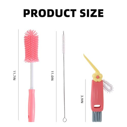 3 Pack Cleaner Brush Kit for Stanley, Bottle Cleaner Brush Set with Straw Brush Cleaner and Cup Lid Cleaning Brush for Stanley Cup, Tumbler Cups, Drinking Glass (Pink) - color: Pink