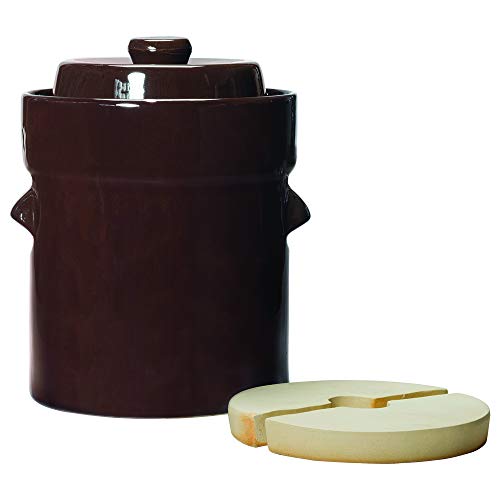 Roots and Harvest European Style Crock Set- 5 L. Fermentation Crock w/Lid & Weights