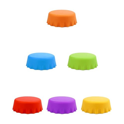 6 Pack Reusable Silicone Bottle Caps, 6 Multi-Color Soda & Wine Bottle Seal Lids, Universal Fit for Home Brewing, Beer, Champagne & Beverages (Small) - size: Small
