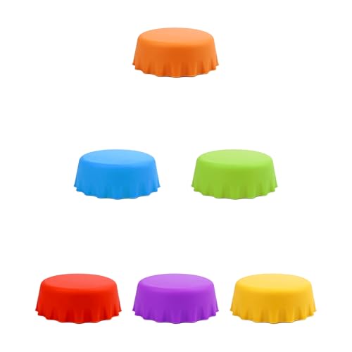 6 Pack Reusable Silicone Bottle Caps, 6 Multi-Color Soda & Wine Bottle Seal Lids, Universal Fit for Home Brewing, Beer, Champagne & Beverages (Small) - size: Small