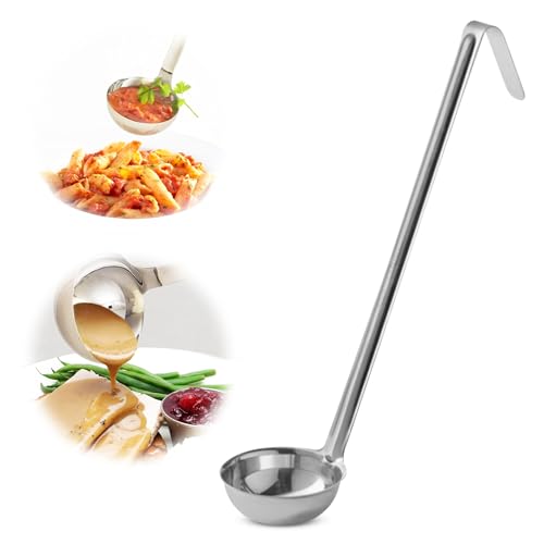 Ladle - Durable Stainless Steel Ladle Serving Measuring Soup Dressing Sauce Gravy Sturdy Dependable Long Handle for Kitchen (1, 4 Oz.) - size: 4 Oz.