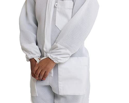 FOREST BEEKEEPING SUPPLY- Kids Full Body Bee Suit. Cotton twill soft to Children’s skin tuff to bee Stings with Veil - color: Ventilated Suit, size: X-Small
