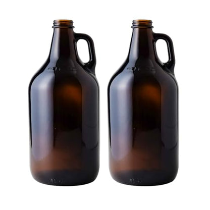 FastRack 64 oz Amber Glass Growlers (Pack of 2) | Half Gallon Beer Growler | Reusable 1/2 Gallon Glass Jug for Homebrew, Kombucha, and Beverage Storage | NO CAPS INCLUDED