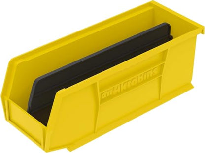 Akro-Mils 30224 AkroBins Plastic Storage Bins, Space-Saving Stackable Bins for Garage, Pantry, Craft Organization, 11" L x 4" W x 4" H, Yellow, 12-Pack - color: Yellow