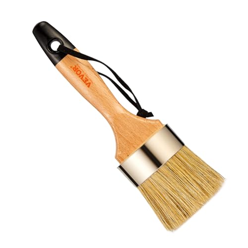 VEVOR Chalk Wax Paint Brush, 4 Piece Wax Paint Brush, Stain Brushes for Furniture, Acrylic Painting,Milk Paint,Home Decor, Natural Bristle Round Oval Chalk Paint Brushes for All Painting and Waxing - size: 4 PCS, style: Paint Brush