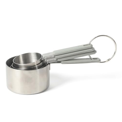 Calphalon Prime Measuring Cups, 4-Piece Stainless Steel Measuring Cup Set with Taupe Silicone Handles, Accurate Kitchen Measuring Tools for Dry & Liquid Ingredients - color: Taupe w/ Silicone (Prime - Measuring Cups), size: Measuring Cups (Set of 4)