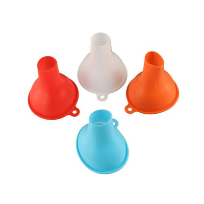 Silicone Funnels 4 Pcs Wide Mouth Funnel Flexible Condiment Funnel Sauce Funnel Canning Funnel for Home Restaurant Kitchen Filling Bottles Jars Cans