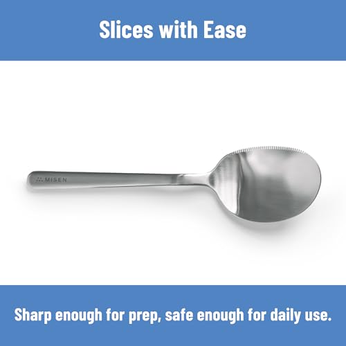 Misen Serrated Chef Spoon – Stainless Steel Multipurpose Cooking Spoon with Cutting Edge for Slicing Avocados Scooping Casseroles Breaking Ground Meat and Serving at the Table - style: Serrated Spoon