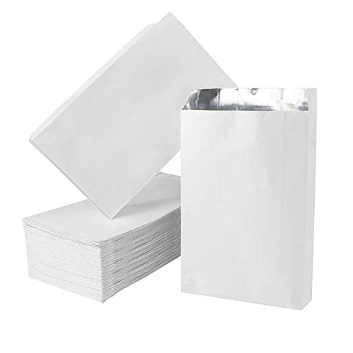 EUSOAR Hot Dog Wrappers, 100 Count 4.7"x8.6"x1.6" Aluminum Foil Disposable Food Storage Bags, Grease Bag for Kitchen, Greaseproof Foil Burger Bags Pouches, Cheeseburger Sacks Bag, BBQ Take-out Bags - color: White, size: 4.7x8.6x1.6 Inch