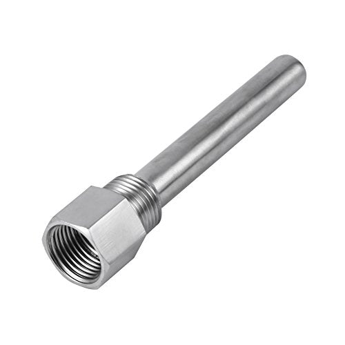 Marhynchus Stainless Steel Thermowell, 1 2 NPT Brewing Thermometer Kit Replacement, Quick Fit Temperature Sensor Protection, Polished Finish for Brew Kettle Homebrew Use