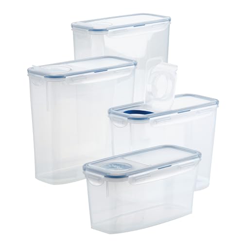 LocknLock Easy Essentials Pantry Food Storage Container Set/Food Storage Bin Set, Rectangular, BPA-free/Dishwasher Safe, 4 Piece - Clear - size: 4 Piece Set (Multi Size)