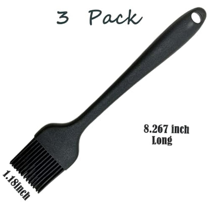 Pastry Brush For Baking,Silicone Basting Brush For Cooking,315°C Heat Resistant Food Brush for Oil & Sauce,Non-Shedding Kitchen Brushes for Butter Bread Meat Egg Wash Cake Baster(3pc Black)