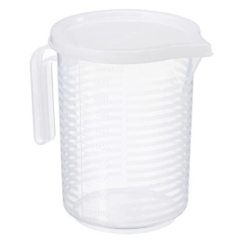 PATIKIL Graduated Beaker, 1000ml PP Plastic Liquid Measuring Cup Double Sided Graduations with Handle Lid and Spout for Lab Kitchen Home - size: 1000ml