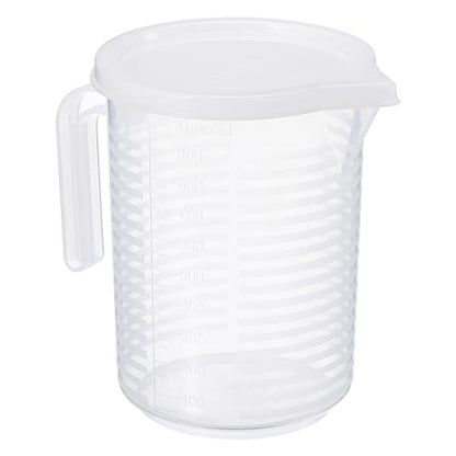 PATIKIL Graduated Beaker, 1000ml PP Plastic Liquid Measuring Cup Double Sided Graduations with Handle Lid and Spout for Lab Kitchen Home - size: 1000ml