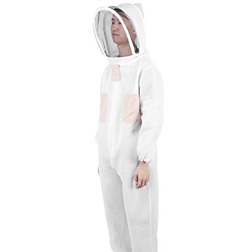 Beekeeping Suit, Ventilated Beekeeper Jacket Smock with Double Zippers and Hood Veil for Apiary Protective Clothing Supplies (L)