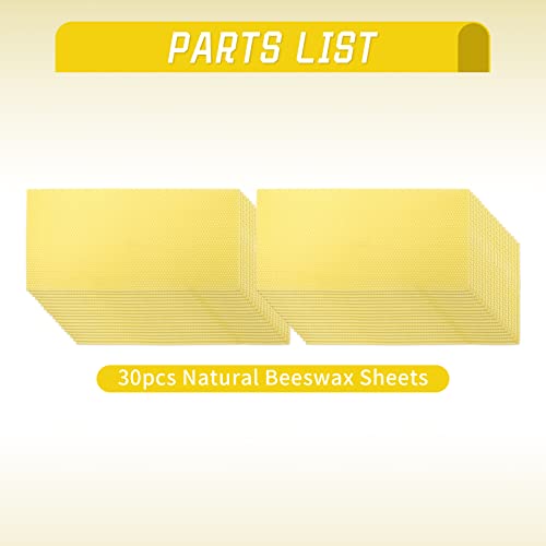 30Pcs Natural Beeswax Foundation Sheets, Stable Placement & Easy Installation Honeycomb Wax Sheets, Multi-Material Compatible Beehive Wax Sheets for Beekeeping & DIY Candle Making