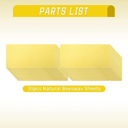 30Pcs Natural Beeswax Foundation Sheets, Stable Placement & Easy Installation Honeycomb Wax Sheets, Multi-Material Compatible Beehive Wax Sheets for Beekeeping & DIY Candle Making