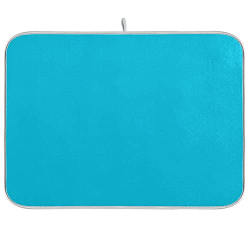 Dish Drying Mat for Kitchen Counter 16 x 18 Inch Absorbent Microfiber Dry Dishes Mats Drainer Mat Water Blue Dish Drying Pad for Countertops Decor - color: Water Blue, size: 16 X 18 in