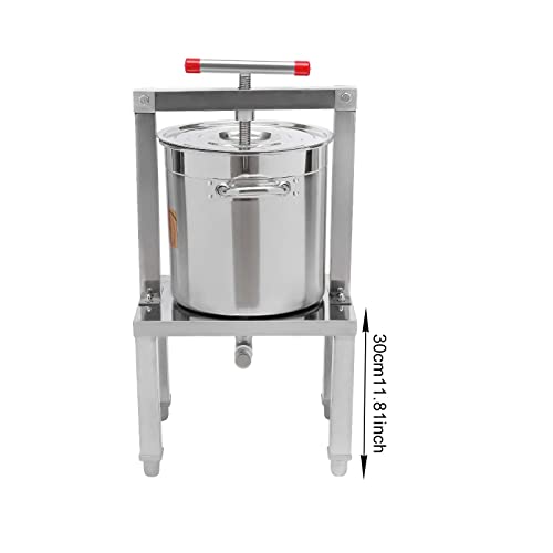 Fruit Wine Press 3.5Gallon/13.25L Manual Juice Maker Stainless Steel Fruit and Wine Press Nature Juice Making Press Machine with T-Handle for Cider Apple Grape Tincture Vegetables Honey Cheese - size: 13.25L/3.5Gallon-Silver