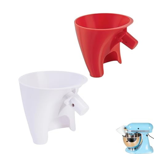 Flour Funnel for Kitchen Aid Mixer, Premium Funnel for Kitchen Aid Mixer with Anti-Splash Pouring Chute, Fits 4.5-5 Qt Tilt-Head & Bowl-Lift Models (KSM150), Durable Dishwasher(White+Red) - color: White+Red