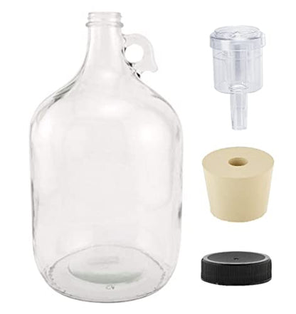 North Mountain Supply 1 Gallon Glass Fermenting Jug,2-Piece Airlock,Black Plastic Lid - Set of 1 & RS-PC-12 Red Star Premier Classique Wine Yeast - Pack of 12 - Fresh Yeast