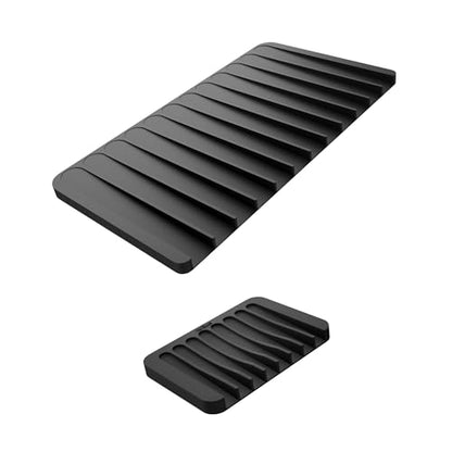 Kraus Self-Draining Silicone Dish Drying Mat and Silicone Soap Dish Holder for Bathroom or Kitchen Counter in Black, KDM-10-05BL - color: Black, style: Drying Mat & Soap Holder