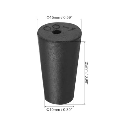 MECCANIXITY Rubber Tapered Plug 10mm to 15mm Solid Test Tubes Bungs Stopper with Hole Black for Lab Home 16 Pieces - size: 10mm-15mm