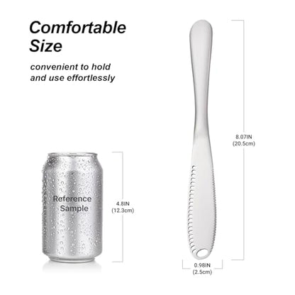 2PCS Upgraded 3-in-1 Butter Knife Spreader and Curler,Professional Stainless Steel Butter Grater for Cold Butter, 8.07 Inch Butter Slicer with Holes for Bread Cheese Jam, Silver