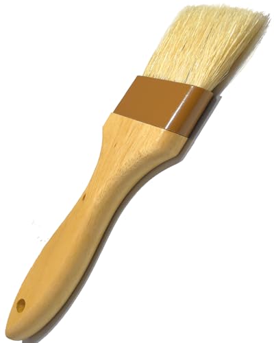 Pastry Basting Brush for Cooking and Baking 2",Natural Boar Bristle Food Grade,Heat-resistant,Non Shedding for Oil and Sauce, Butter,Egg Wash,Marinades,Flour,BBQ,Barbecue,Meat,Turkey Baster Brush