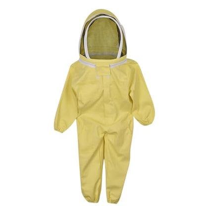 Cotton Twill Bee Suit, Young Explorer Full Body Outfit, Sting-Proof Beekeeping Suit in Yellow, Size L