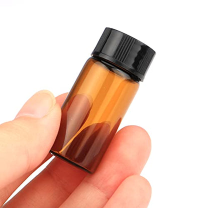 50 Pack,5ml (1/6 oz) Amber Glass Essential Oil Bottle with Screw Caps,Empty Refillable Travel Glass Liquid Sample Vial Preservation Storage Vials Test Container-FREE Funnel&Dropper