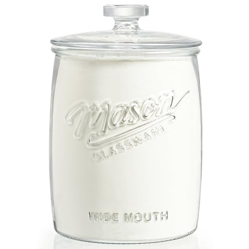 1 Gallon Glass Cookie Jar with Airtight Lid, Wide Mouth Mason Jar for Pantry & Laundry Room Organization, Large Apothecary Jars for Sugar, Candy, Rice, Dog Treat & Food Storage Jar– Set of 1