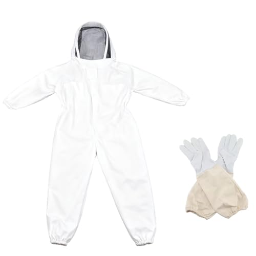 XL Beekeeping Suit with Gloves, Cotton Beekeeper Protective Suit, Sting Proof, Full Body, Lightweight