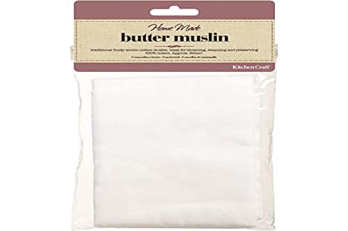 KitchenCraft Home Made Butter Muslin Cloth for Straining, Cotton, 90 cm