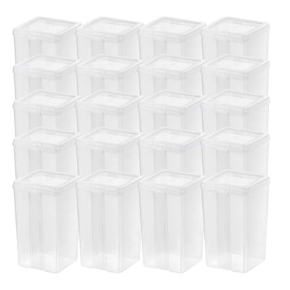 IRIS USA Vertical Plastic Flip Top Storage Containers Bins with Lids for Pantry, Home, Office, Organization, Medium, Stackable Hinged Organizer with Latches, Clear, 20 Pack - size: Medium - 20 Pack