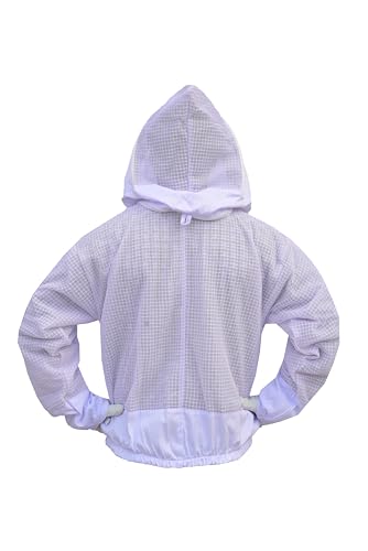 3 Layer Bee Jacket with Fencing Veil and One Pair Gloves Ventilated Sting Proof Beekeeping Jacket for Beekeepers - color: White, size: Large