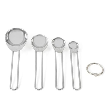 Martha Stewart Richburn 4-Piece Stainless Steel Measuring Spoons Set – Durable and Accurate Kitchen Measuring Tools for Baking and Cooking - color: Silver