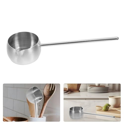 Hemoton Stainless Steel Oil Spoon with Long Handle 10.62 Inch Deep Metal Ladle for Kitchen Cooking Soup Sauces and Oil Drizzling - size: 27.90X8.60X8.50CM