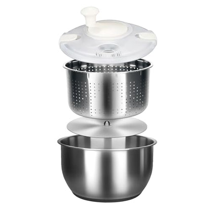 6L-Stainless Steel Salad Rotator, Vegetable Dishwasher,Lettuce Cleaner and Dryer, Kitchen Strainers.