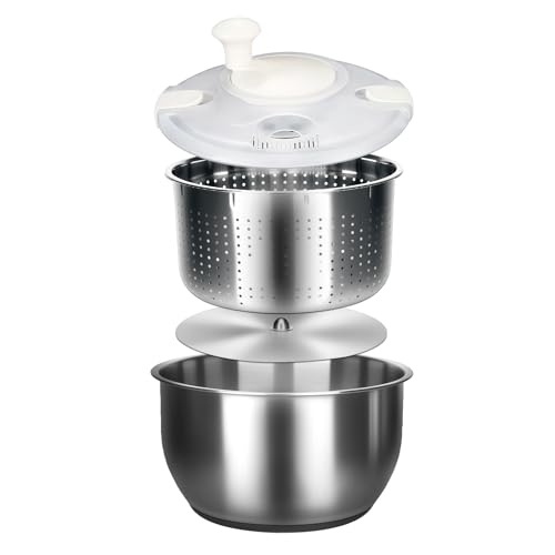 6L-Stainless Steel Salad Rotator, Vegetable Dishwasher,Lettuce Cleaner and Dryer, Kitchen Strainers.