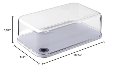 Mepal Modula Transparent Cheese Dome with Built in Grey Cutting Board Kinds of Cheeses | Dishwasher Safe | 95oz/2800ml | BPA Free | Made in Holland