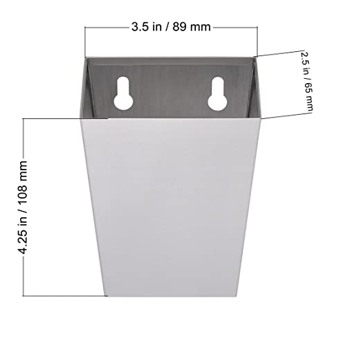 Narrow Beer Bottle Cap Catcher Wall Mounted Matte Silver Stainless Steel Soda Top Bucket for Wooden Cooler Table - color: Silver
