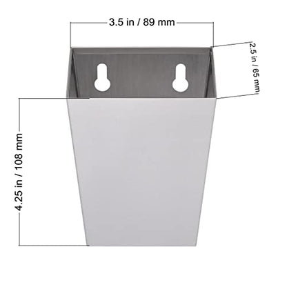 Narrow Beer Bottle Cap Catcher Wall Mounted Matte Silver Stainless Steel Soda Top Bucket for Wooden Cooler Table - color: Silver