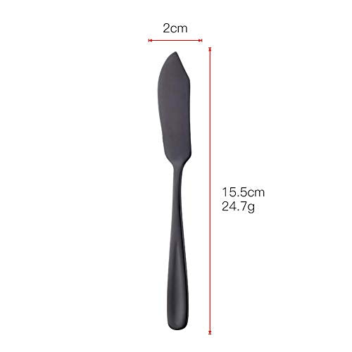 Stainless Steel 18/10 Cheese Desert Knives, Set of 4, Baikai Black Breakfast Butter Knife,Slicer Sandwich Spreader - color: Black